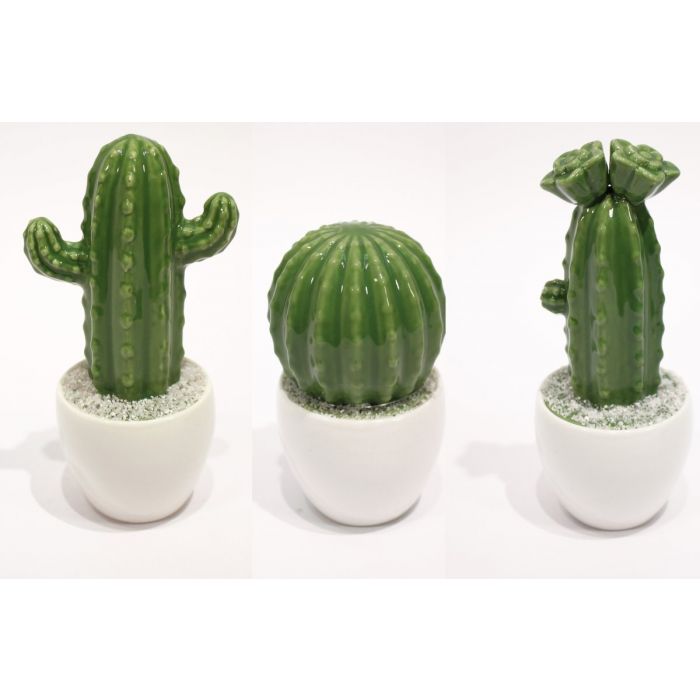 Deko Kaktus grün aus Porzellan 9,5x8,5x19cm