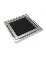 MERT Design Bodenablauf Flach mit  110 x 110 mm Spezial Glasabdeckung schwarz