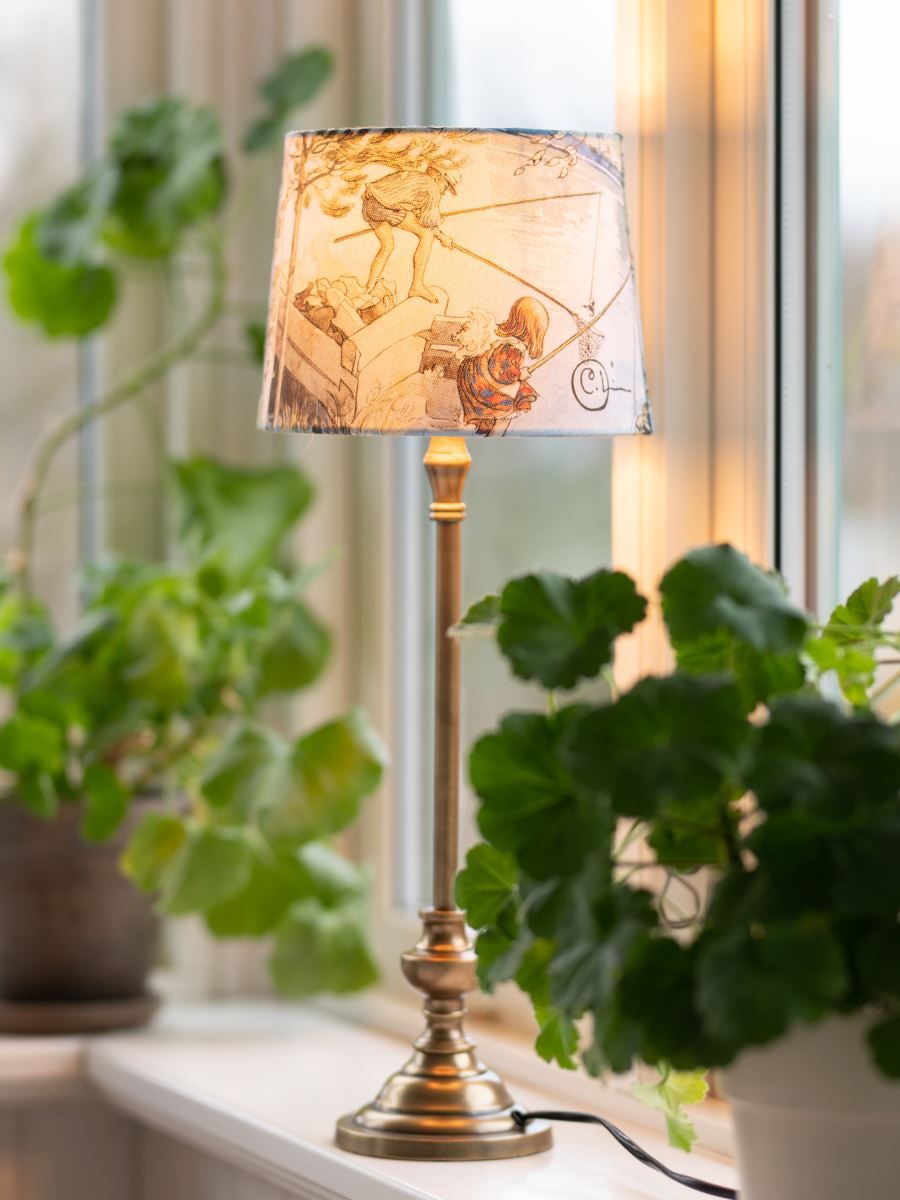 PR Home Sofia Crayfishing Lampenschirm beige Aufdruck Crayfishing rund mit E27 Haltering unten 25x25x18cm