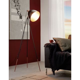 10 Watt LED Stand Lampe rund Wohn Zimmer Muschel Textil Steh Leuchte braun 2-flg 
