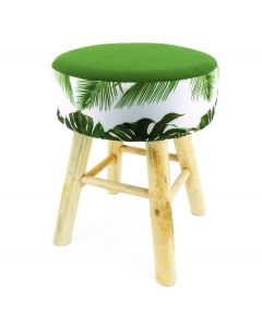 Hocker Holz mit Stoffbezug Jungledesign runde Sitzfläche 30x30x41cm 