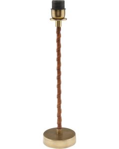 Hochwertige Tischlampe im Antik Messing Look aus Metall mit Kunstleder PR Home Nora E27 11x46x11cm